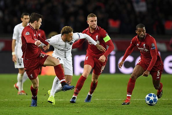 Neymar's eagerness to constantly be on the ball saw him focused upon by Liverpool players throughout